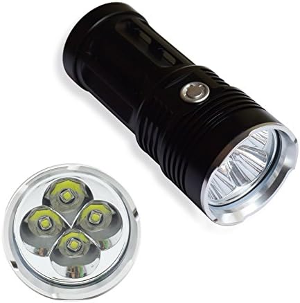 FirstRank Super Bright 4 x CREE-T6 LED 3800LM 3 Modes Waterproof Indoor Outdoor Campping Caving Climbing Hunting Cycling Fishing Flashlight Torch (Black/White)
