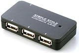 �u�o�b�t�@���[�R�N���T�v���C Arvel USB2.0�Ή�4�|�[�g�n�u �Z���t/�o�X���p �u���b�N H432BK�v�̉摜