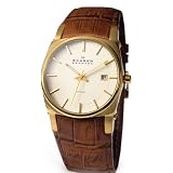 SKAGEN Mens AUTOMATIC SKELETON GOLDTONE WATCH BROWN STRAP 759LGL by Skagen
