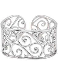 34mm Diamond Open Scroll Cuff Bracelet in Sterling Silver