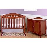 Parker Two Piece Convertible Crib Set with Toddler Rail in Cherry Pine