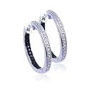 Sterling Silver & Diamond Hoop Earrings