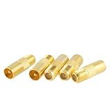 uxcell RFコネクタアダプタ　コネクタ メステレビ空中プラグメスF 合金メッキ TVアンテナ接続 ゴールドトーン 5個入り