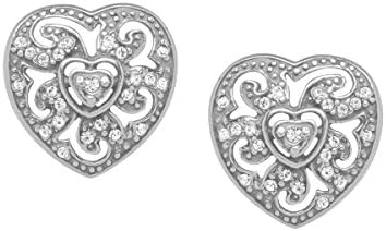 Van Kempen Art Nouveau Heart Stud Earrings with Swarovski Crystals in Sterling Silver