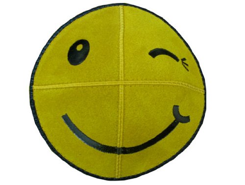 Winky Smiley Face Foil Embossed Suede Kippah