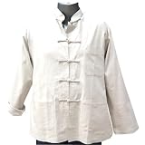 Beige Linen Kung Fu Jacket, Size M