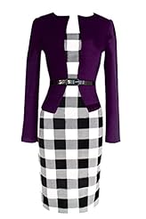 Long Sleeves Belted Plaid Print Evening Dress/Party Dress 