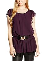 Rare London Blusa With Belt (Berenjena)