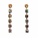 Earrings - E63 - Gold Tone Drop - Swarovski (tm) Crystals ~ Topaz Mix