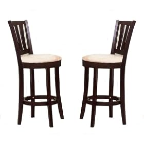 2 Espresso Kitchen Counter Bar Stools
