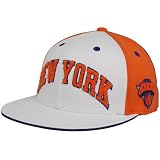 adidas New York Knicks White-Orange Chenille 210 Fitted Hat (Large/X-Large)