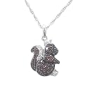 Sterling Silver Brown Cubic Zirconia Squirrel Pendant, 18"