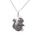 Sterling Silver Brown Cubic Zirconia Squirrel Pendant, 18"