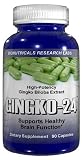 GINGKO-24 - 90 Capsules 60mg Ginkgo Biloba Supports Healthy Brain and Memory Function