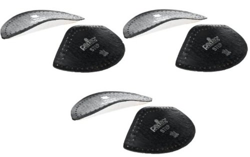 Pedag Step Symmetrical Self Adhesive Leather Arch Support Inserts, Black, Large, 3 Count