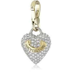 Juicy Couture Charms Gold-Tone Puffed Pave Heart Charm