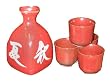 Red Four Seasons japanese sake set - hand glazed ceramic