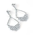 Diamante Crystal Drop Pierced Fashion Earrings Silver