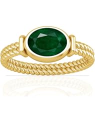 14K Yellow Gold Oval Cut Emerald Solitaire Ring