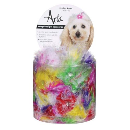 100 COUNT CANISTER - Assorted Feather Grooming Bows.