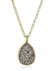 Marcia Moran "Illume" Titanium Druzy Drop Pendant Necklace 18k Gold-Plated Necklace, 18"