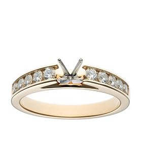14k Yellow Gold Channel Set Round Brilliant Diamond Engagement Ring Setting (1/2 ct tw, I, I1)