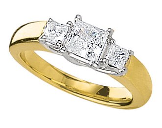 14Kt Gold 1/3 ctw. Princess Cut Three-Stone Diamond Ring - (I-J;I1-I2)