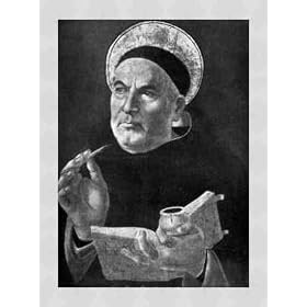 Tableau avec cadre: Sandro Botticelli, "St Thomas Aquinas / Botticelli / 1481-2", 30 x 42 - Aluminium Basic M: Argent mate