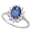 14K White Gold Iolite and Diamond Ring