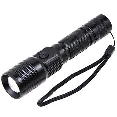 BBP 3-Mode XPE-R2 White Zoom Convex Lens LED Flashlight (300LM,1 x 18650,Black)