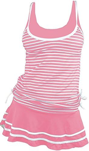 Curhertty Women's Tankini Striped Trapeze Swim Dress Pink 22