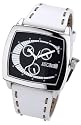 Just Cavalli Ladies Mulitfunction Black Dial White Strap Watch