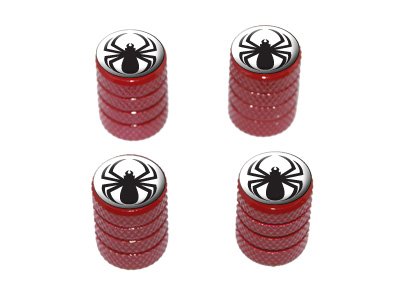  Spider Black - Spiderman - Tire Rim Valve Stem Caps - Red