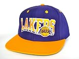 from Adidas LOS ANGELES LAKERS Wave Script Old School Snapback Hat - NBA Cap - 2 Tone Purple/Gold