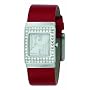 DKNY Ladies Red Leather Strap Watch With Silver Dial