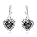 1/5 Carat Black & White Diamond Heart Dangle Earrings in Sterling Silver