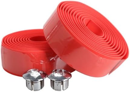 Bicycle Non-slip Handle Belt Bike Handlebar Tape Wrap 1Pair with 2 Bar Plug (Red)