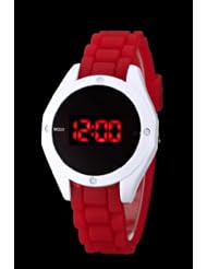 Youyoupifa Cool Style Black Dial Red Silicone Band LED Wrist Watch£¨Unisex£©