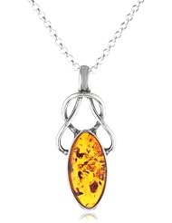 Sterling Silver Amber Celtic Design Pendant Necklace , 18"