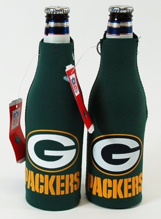 SET OF 2 GREEN BAY PACKERS NFL BOTTLE SUIT KOOZIES