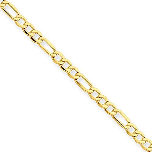 14k Yellow Gold 10in Solid Lightweight Figaro Anklet Chain. Metal Wt- 1.4g