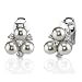 Demure and Petite: Sterling Silver Vintage Inspired Floral Motif Faux Pearl with Crystals Clip-on Earrings