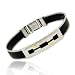 Jewelry : Genuine 18K Gold rubber Stainless Steel Screws Cable Mens Bracelet