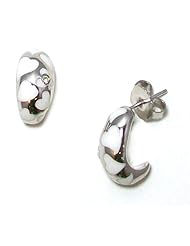 Angelique De Paris Coquette Platinum Rhodium Finish Resin Huggie Post Earrings in White Hearts