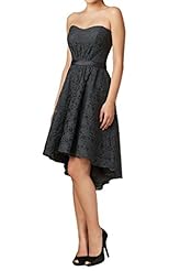 Sweetheart Cocktail High-Low-Hem Short Open-Back Lace Homecoming Dress/Bridesmaid Dress/Party Dress/Mini Dress 