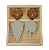 Woodard & Charles Professional Rosewood Handle Specialty Parmesan Cheese Knife Set in Wooden Crate
