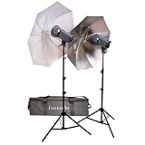 Interfit Photographic Stellar 600ws 2-Monolight, 2-Umbrella Kit, with Reflectors, Stands & Cases, Total 1200ws