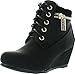 Kids Girls Sally31 Gold Zipper Decor Faux Nubuck Lace Up Wedge Ankle Boot Booties