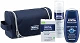 Nivea for Men Geschenkpackung Travel-Set Sensitive, Eine sportliche Kosmetiktasche, After Shave Balsam sensitive 100 ml, Rasiergel sensitive 200 ml, Dusche sensitive 250 ml