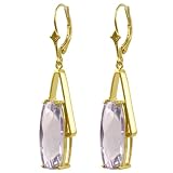 10k Yellow Gold Cushion Cut Pink Quartz Leverback Earrings